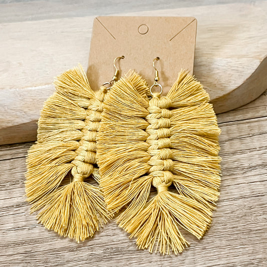 Michelle Mustard Yellow Fringe Tassel Earrings