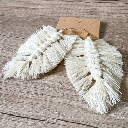 Isabella Ivory Fringe Tassel Earrings