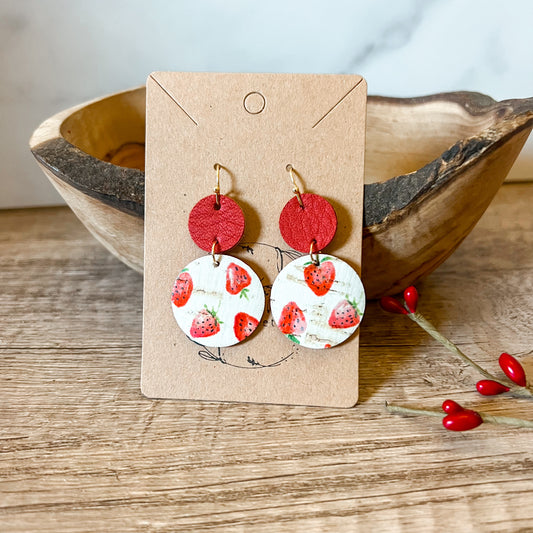 Parkesdale Tiered Round Leather Strawberry Earrings