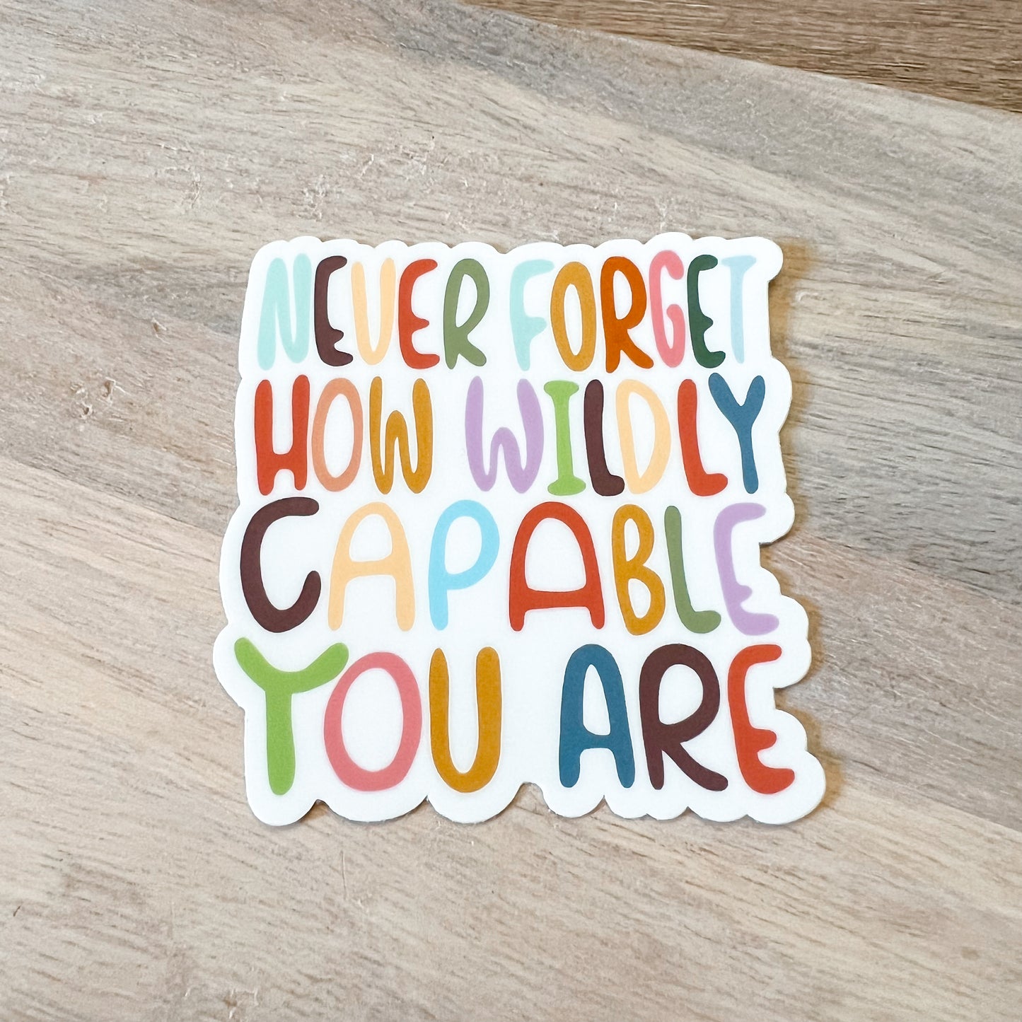 Never Forget Wildly Capable Vinyl Positivity Sticker