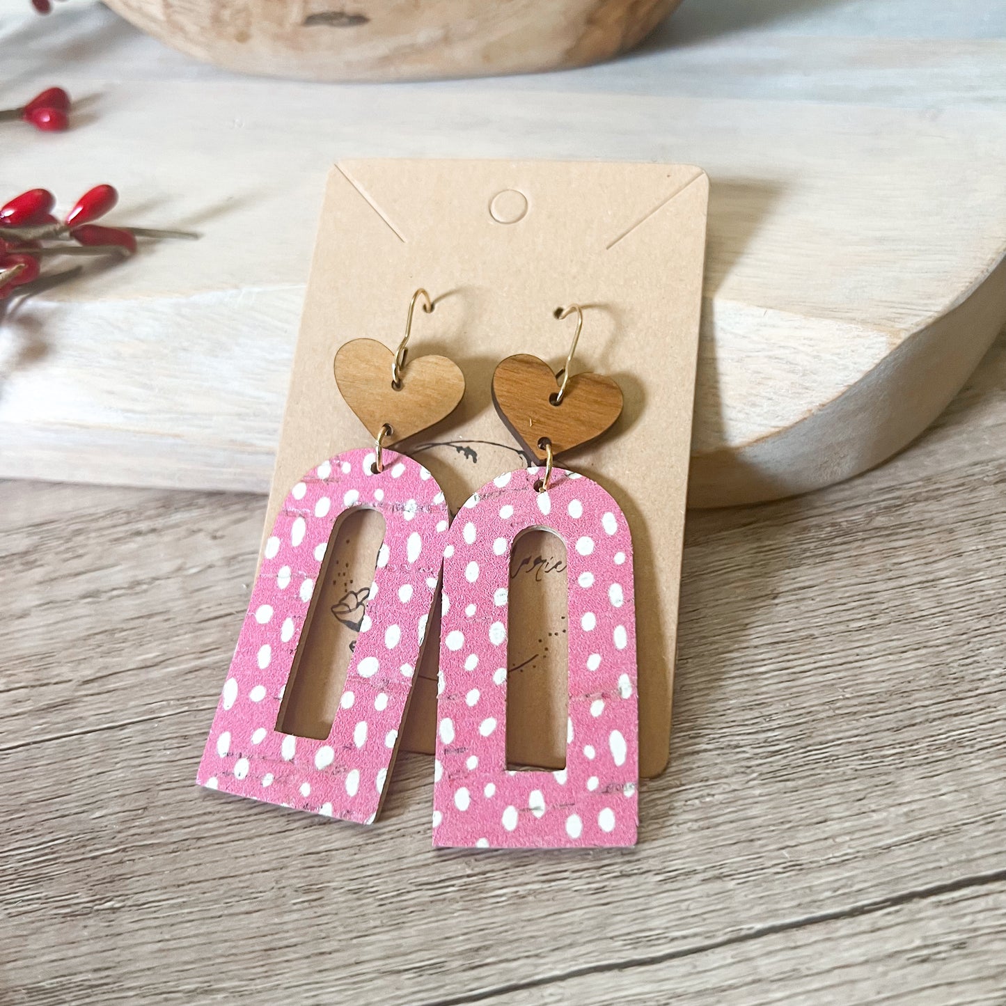 Princess Pink Polka Dot Arch Earrings