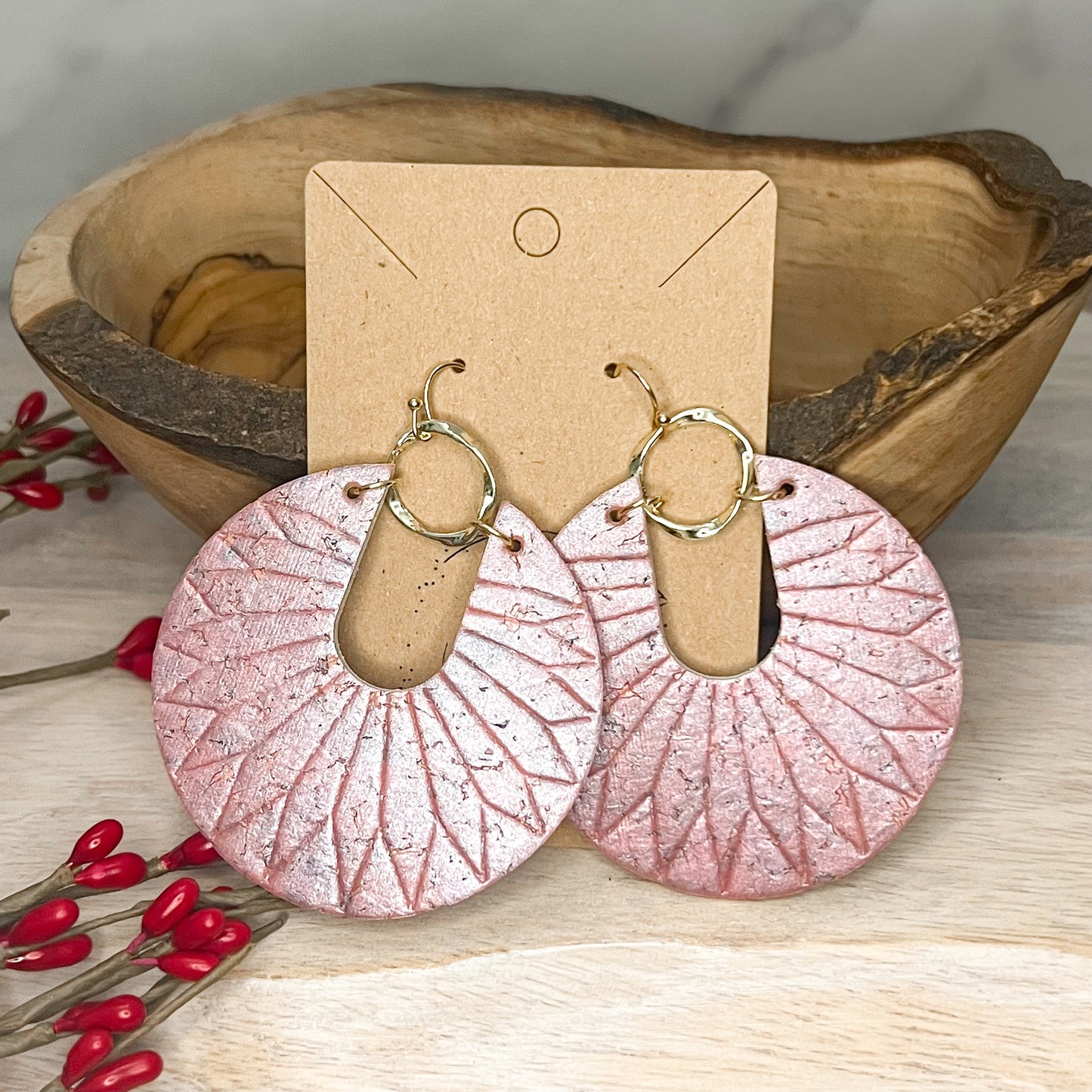 Pink Pearlized Embossed Roxy Earring