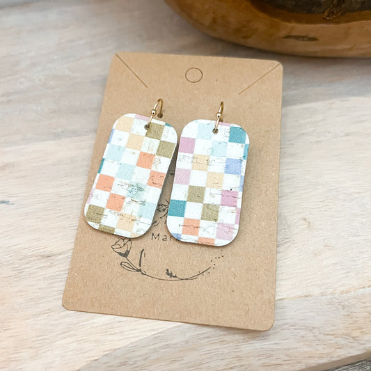 Charlotte Checkered Barrel Earrings
