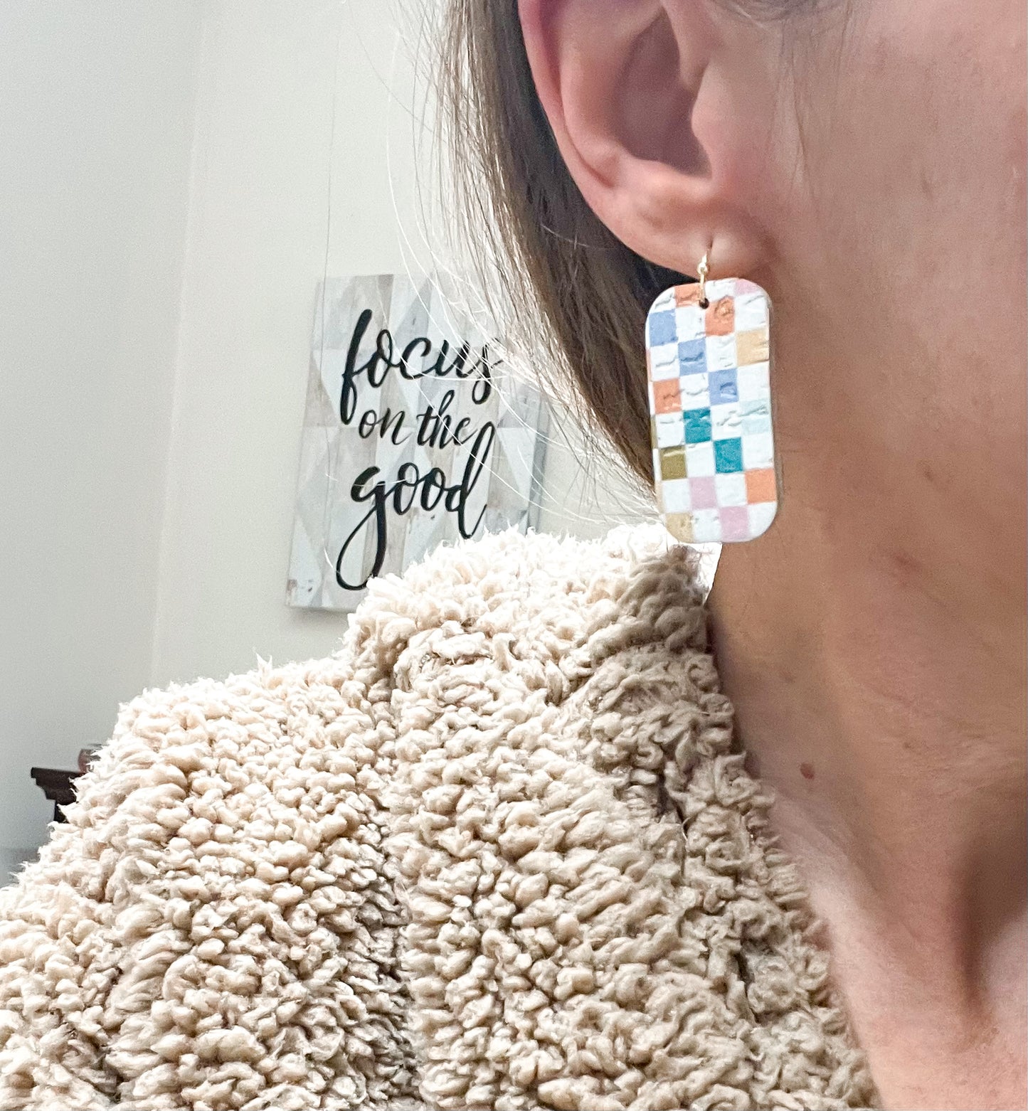 Charlotte Checkered Barrel Earrings