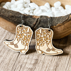Handmade Animal Print Cowgirl Boot Earrings DS
