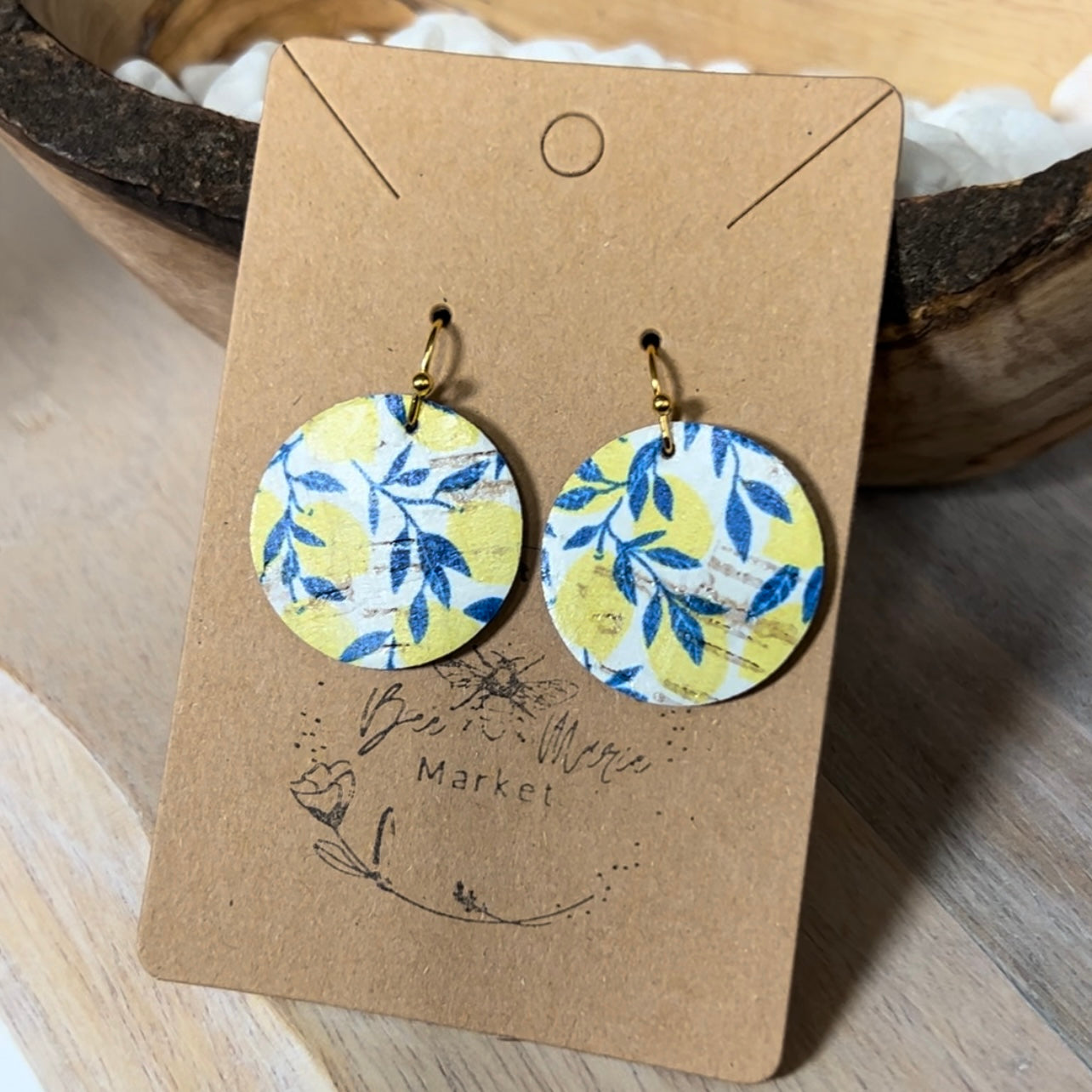 Brooke Distressed Leather Lemon Earrings