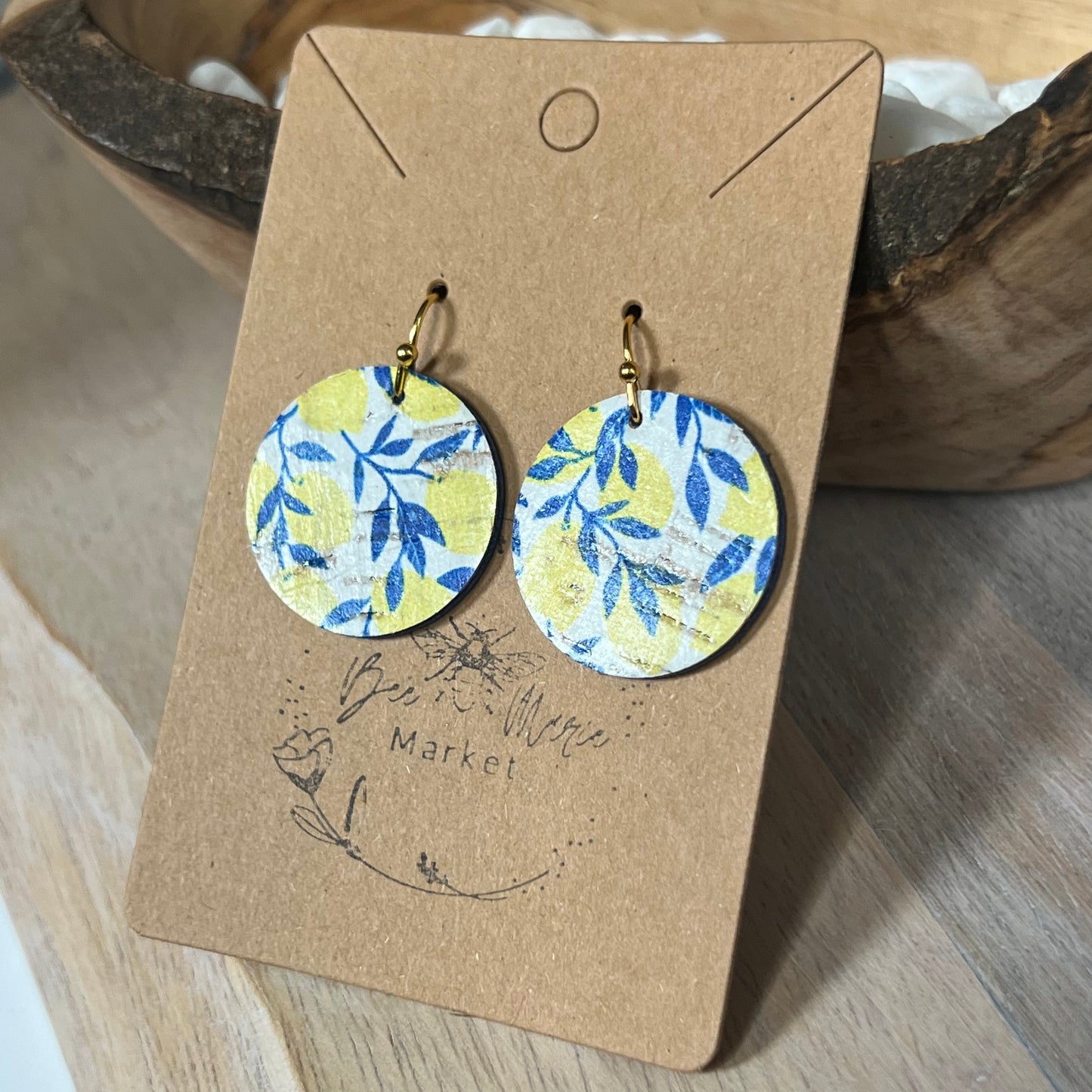 Brooke Distressed Leather Lemon Earrings