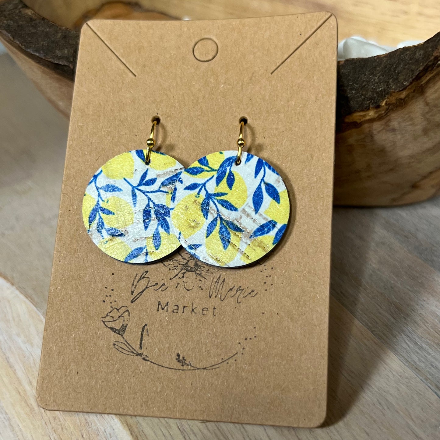 Brooke Distressed Leather Lemon Earrings