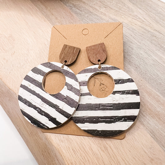 Handmade Casey Stripe FB Leather Hoops