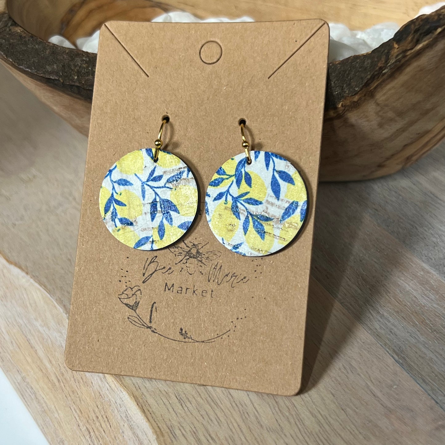 Brooke Distressed Leather Lemon Earrings