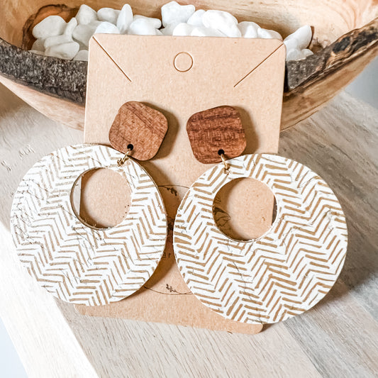 Golden Honey Broken Chevron Leather Hoops