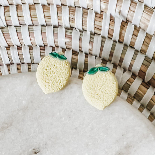 Handmade Clay Lemon Stud Earrings