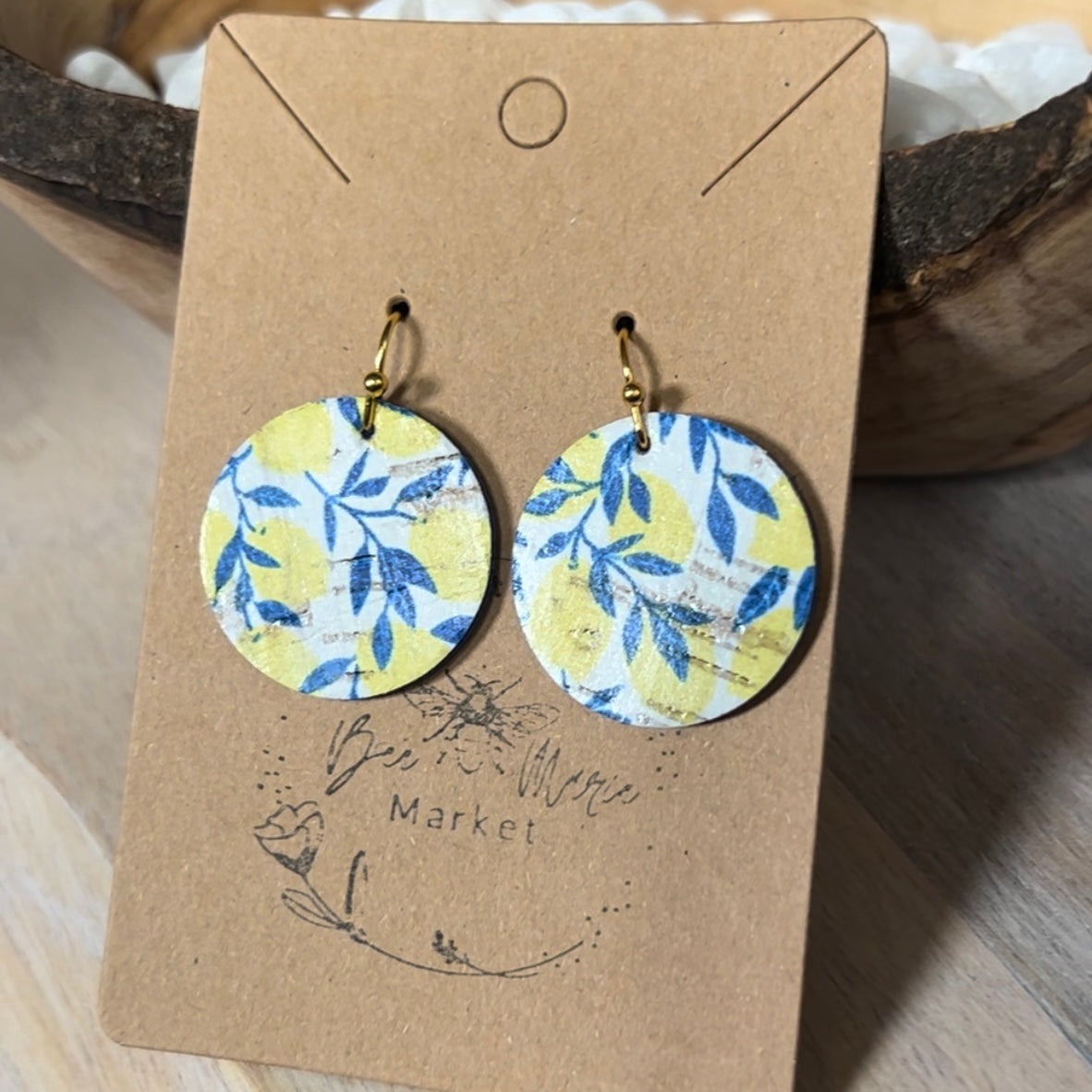 Brooke Distressed Leather Lemon Earrings