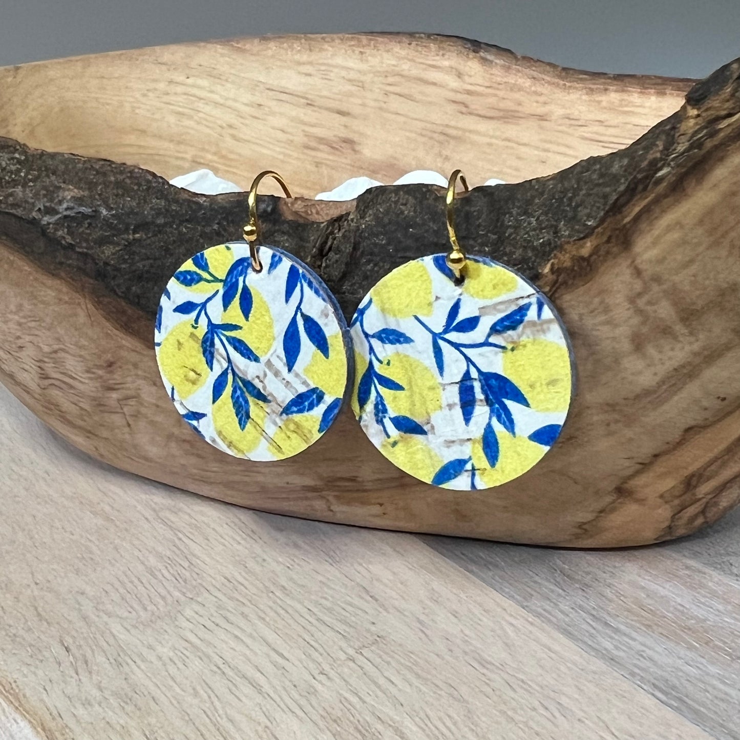 Brooke Distressed Leather Lemon Earrings