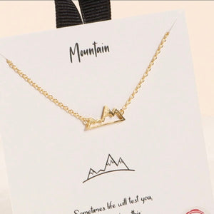 18K Gold & White Gold Dipped Mountain Charm Necklace