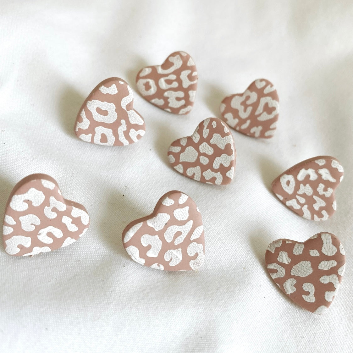 Handmade Pink Cheetah Print Clay Earrings