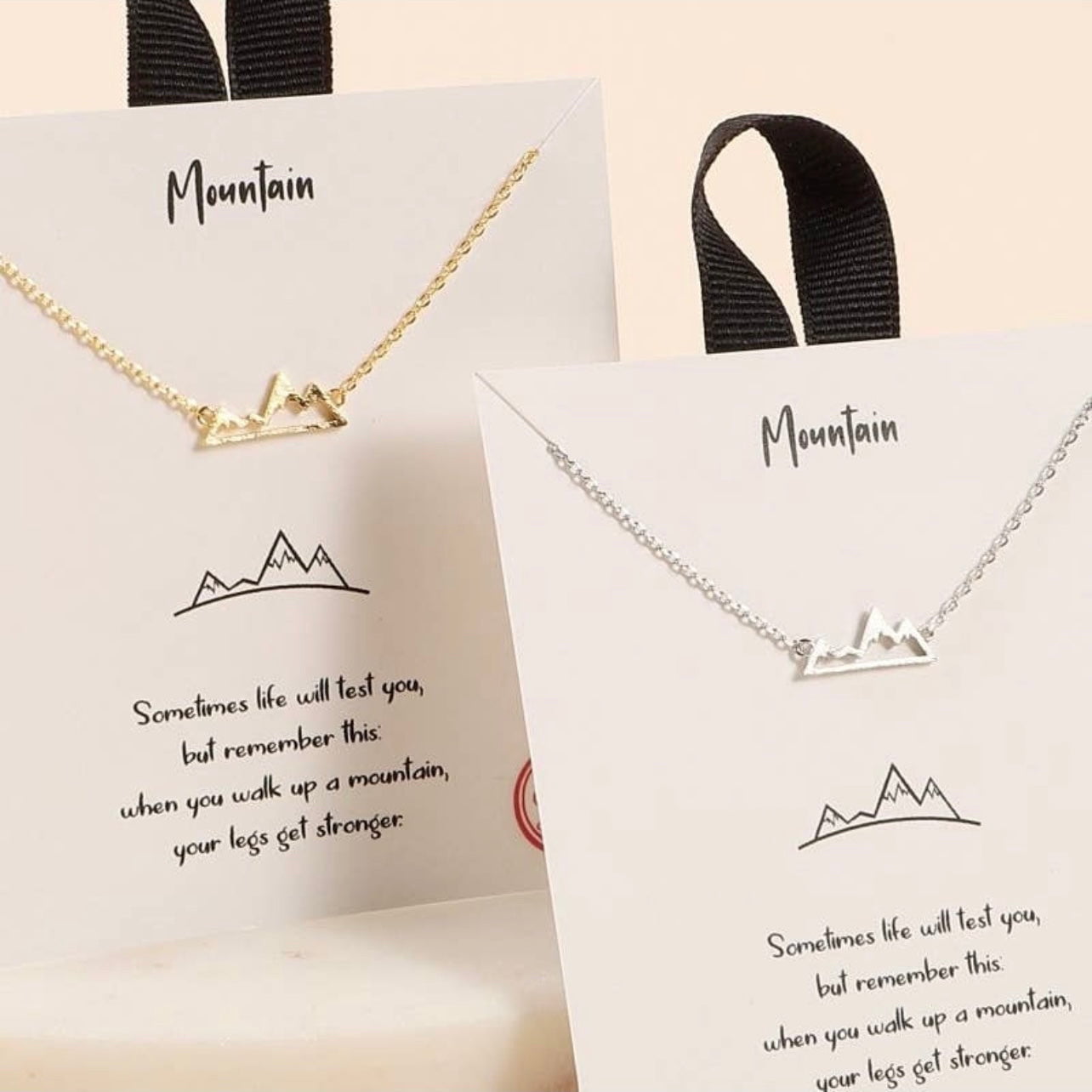 18K Gold & White Gold Dipped Mountain Charm Necklace