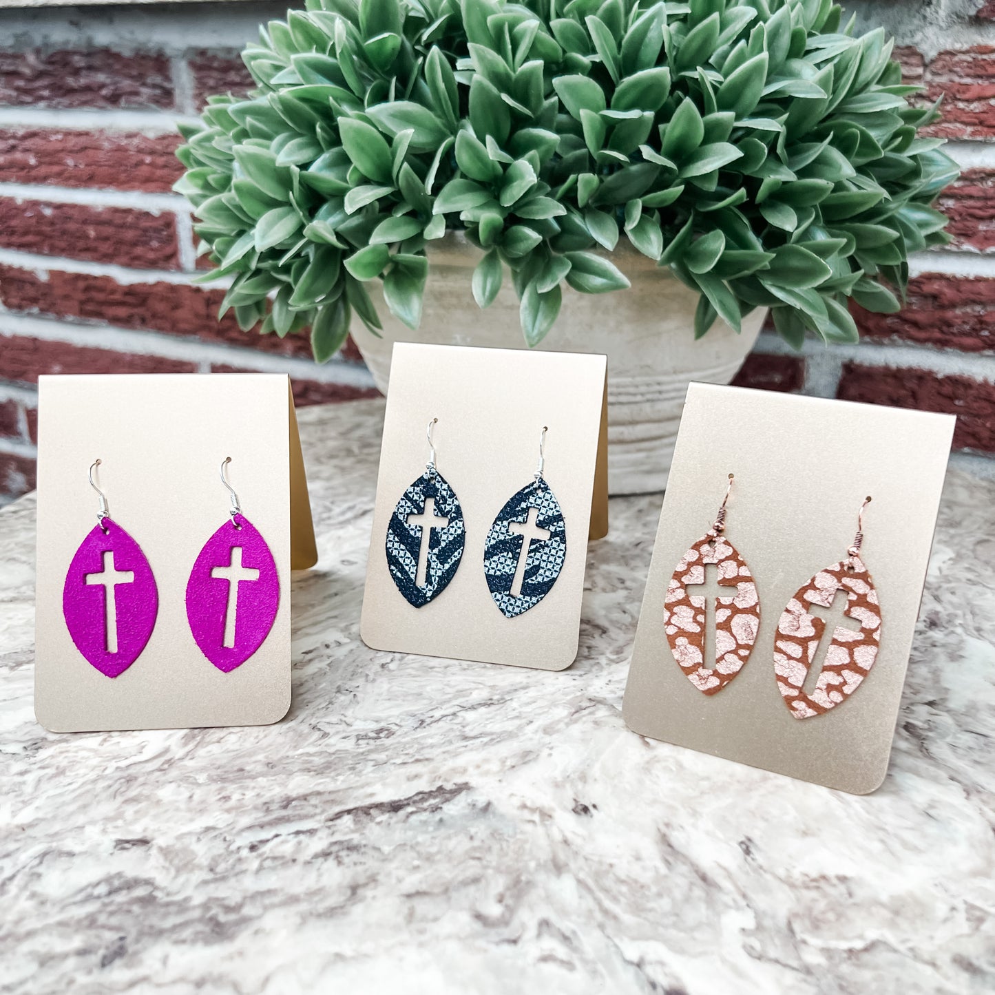 Cross Cutout Leather Earrings