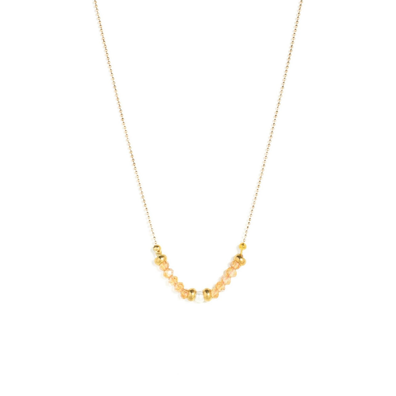 Gold Beaded Neutral Nadia Necklace