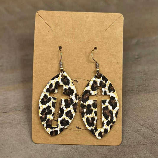 Cross Cutout Genuine Leather Earrings