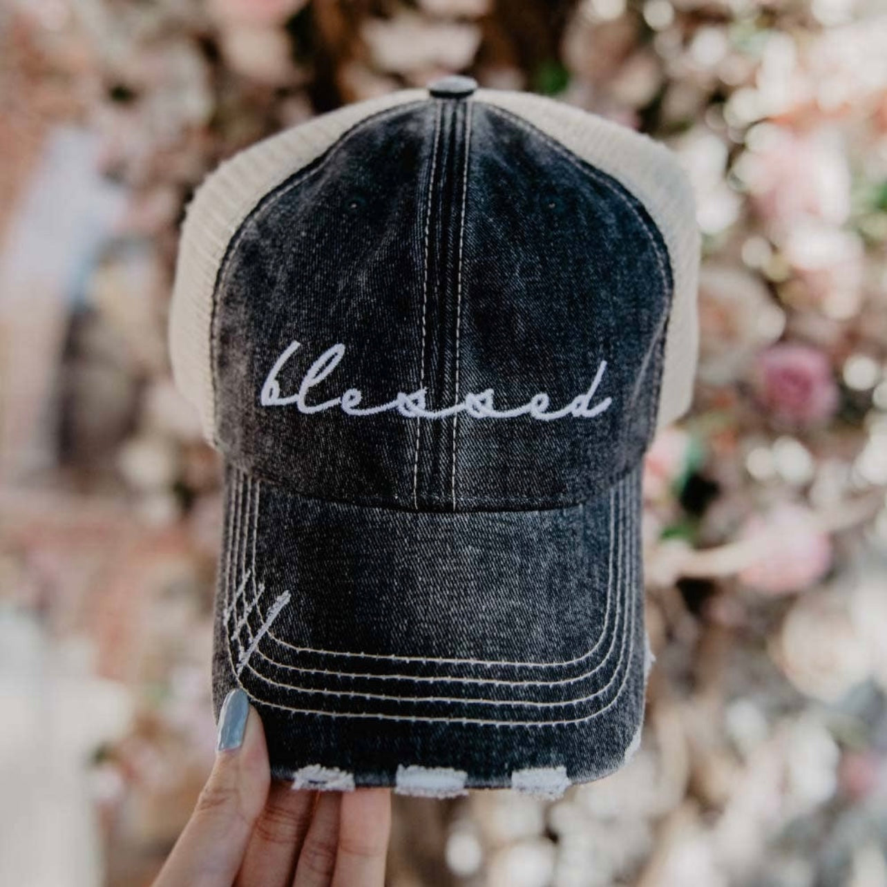 Blessed Script Embroidered Trucker Hat