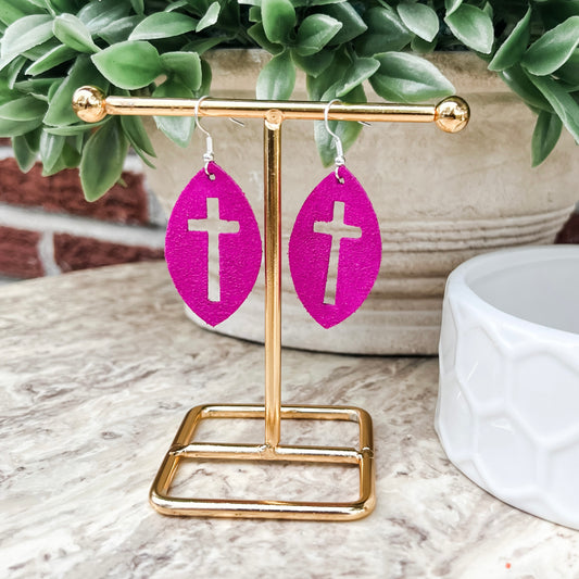 Cross Cutout Leather Earrings