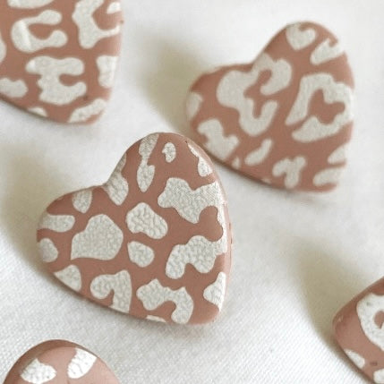 Handmade Pink Cheetah Print Clay Earrings