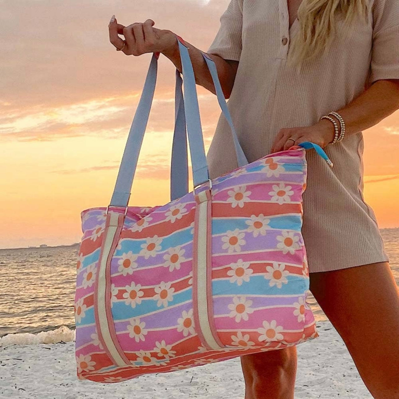 Daisy Stripes Tote Bag