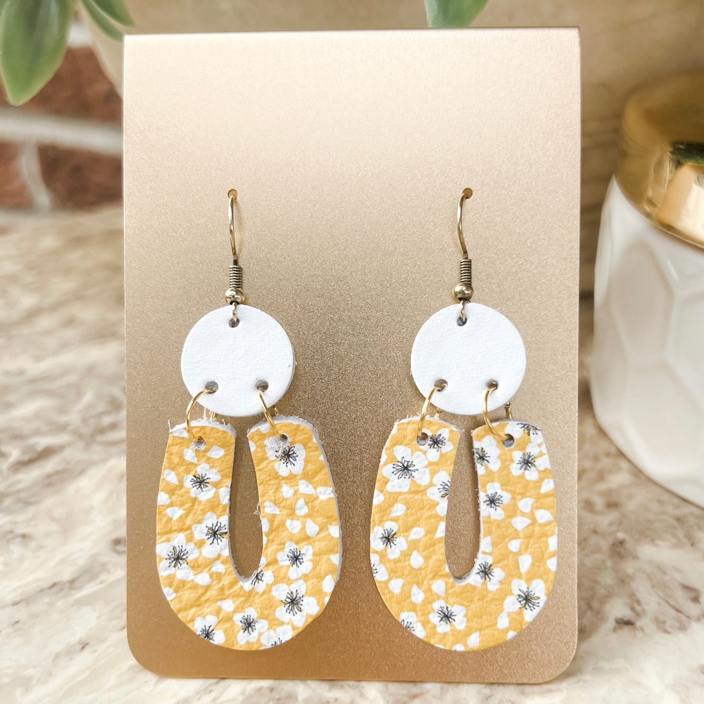 Genuine Leather/Cork U-Shape Earrings