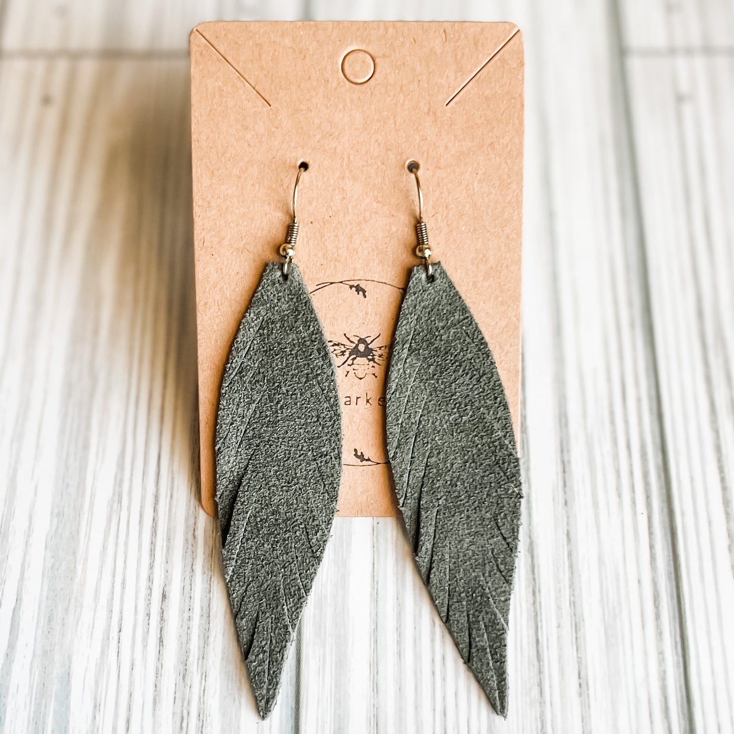 Handmade Fringe Feather Suede Genuine Leather Earrings