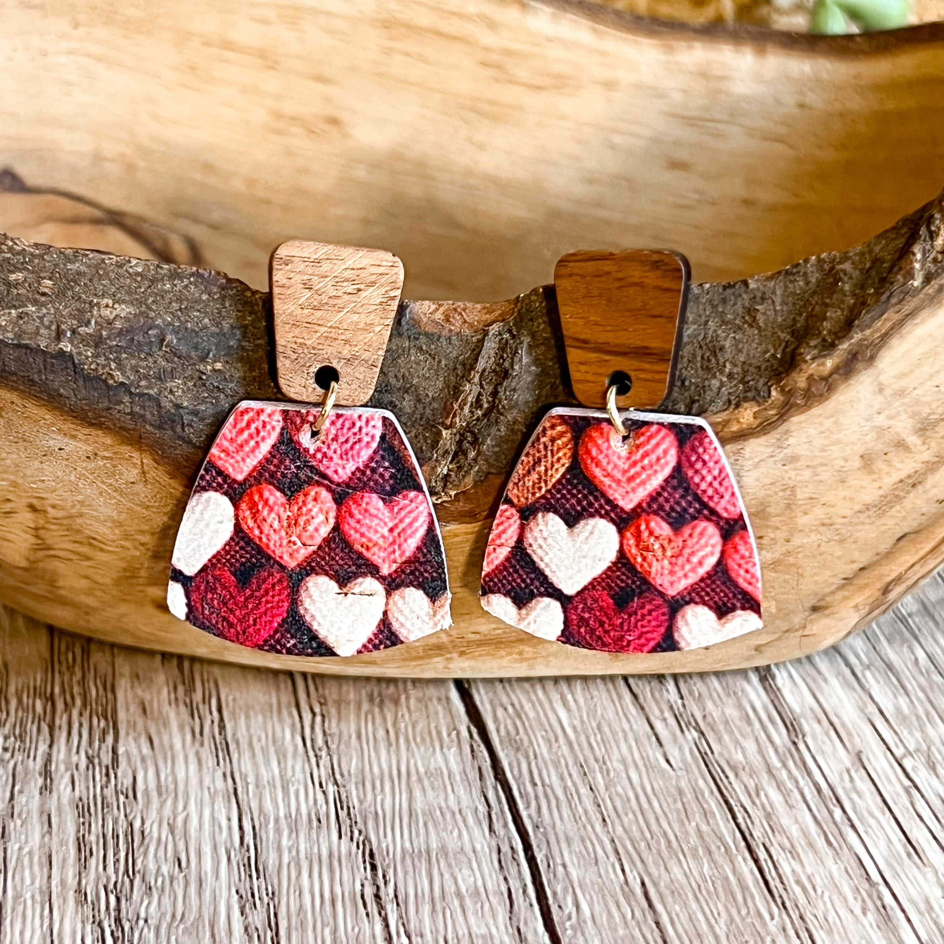 Scarlette Wood Heart Drop Earrings