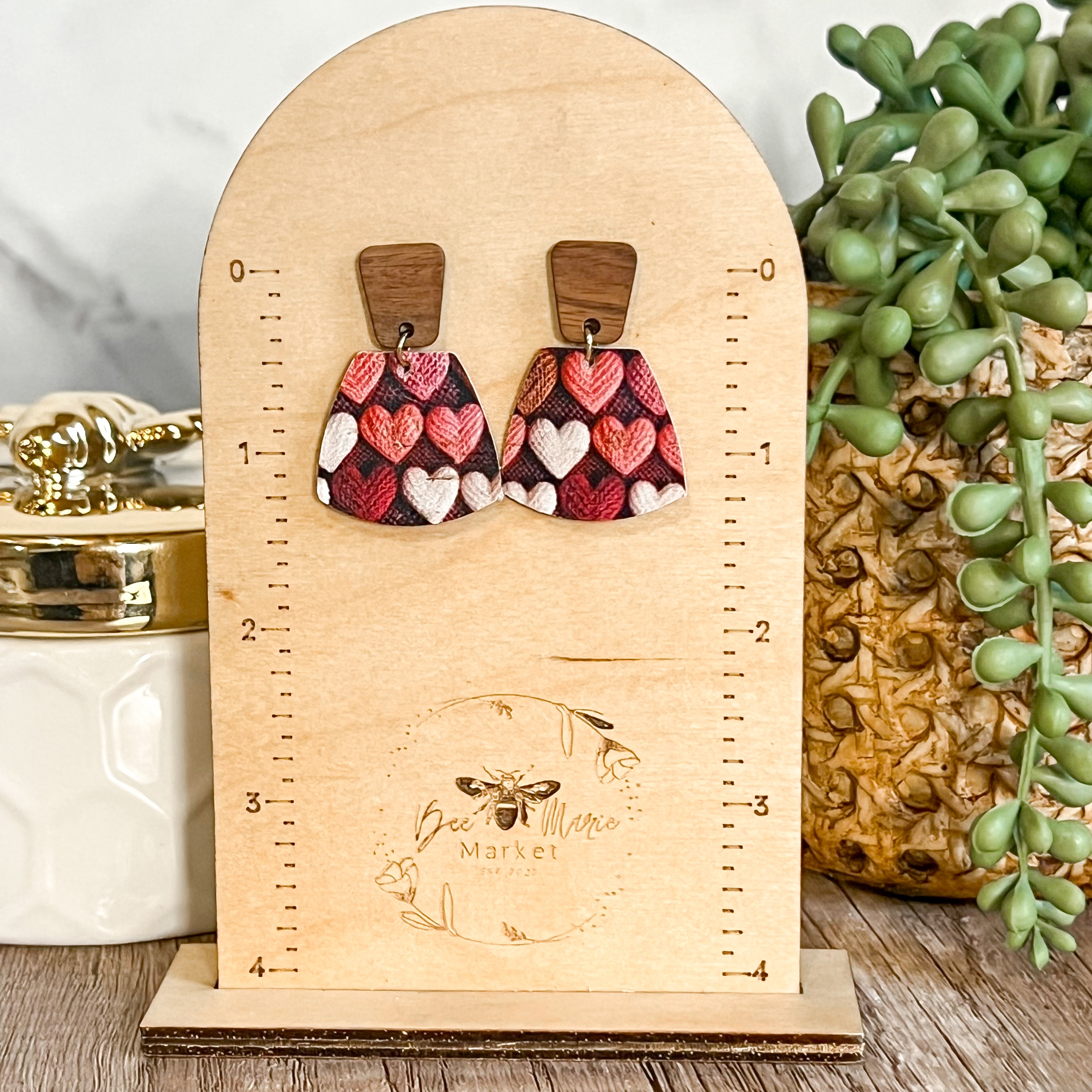 Scarlette Wood Heart Drop Earrings