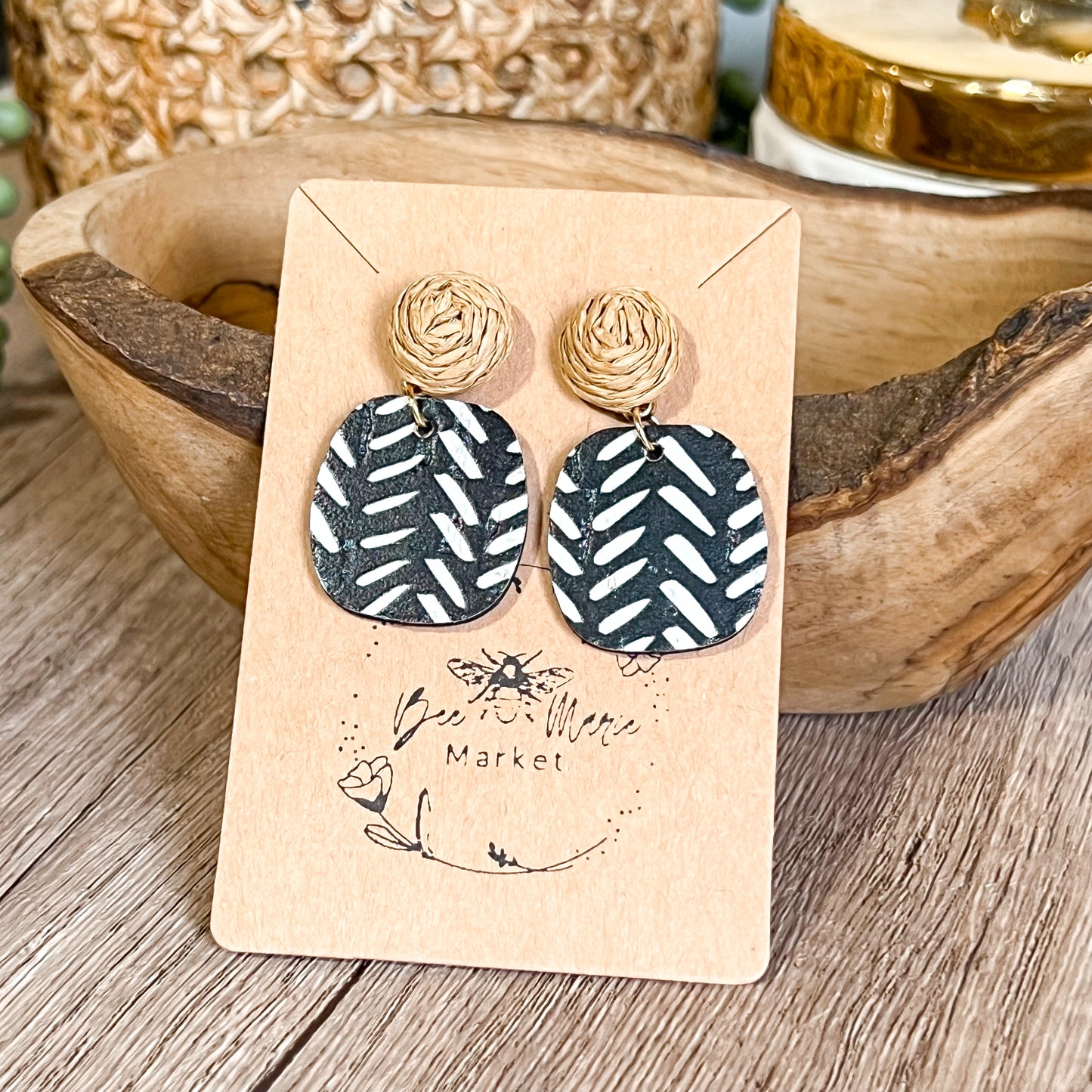 Livia Black Raffia Earrings