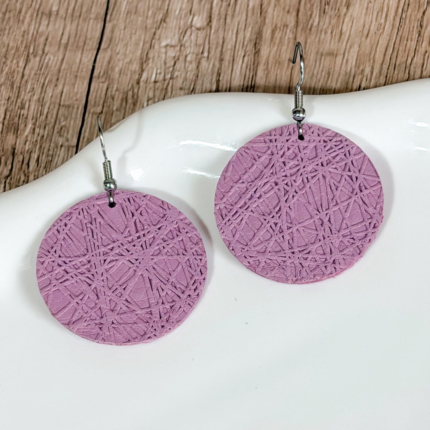 Lavender Sketch Leather Earrings