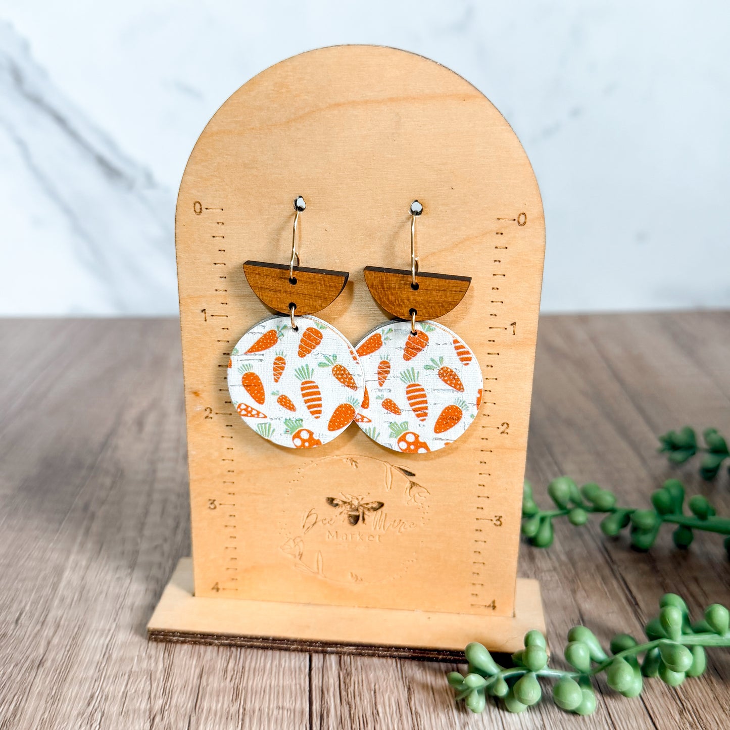 Carrot Patch Leather Earrings