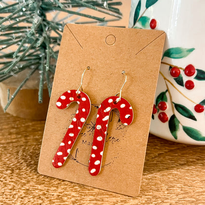 Peppermint Doodle Dot Candy Cane Earrings