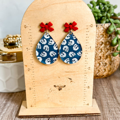 Skull & Bow Teardrop Earrings