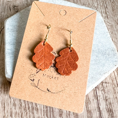 Petite Embossed Leaf Earrings