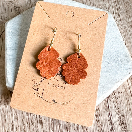Petite Embossed Leaf Earrings