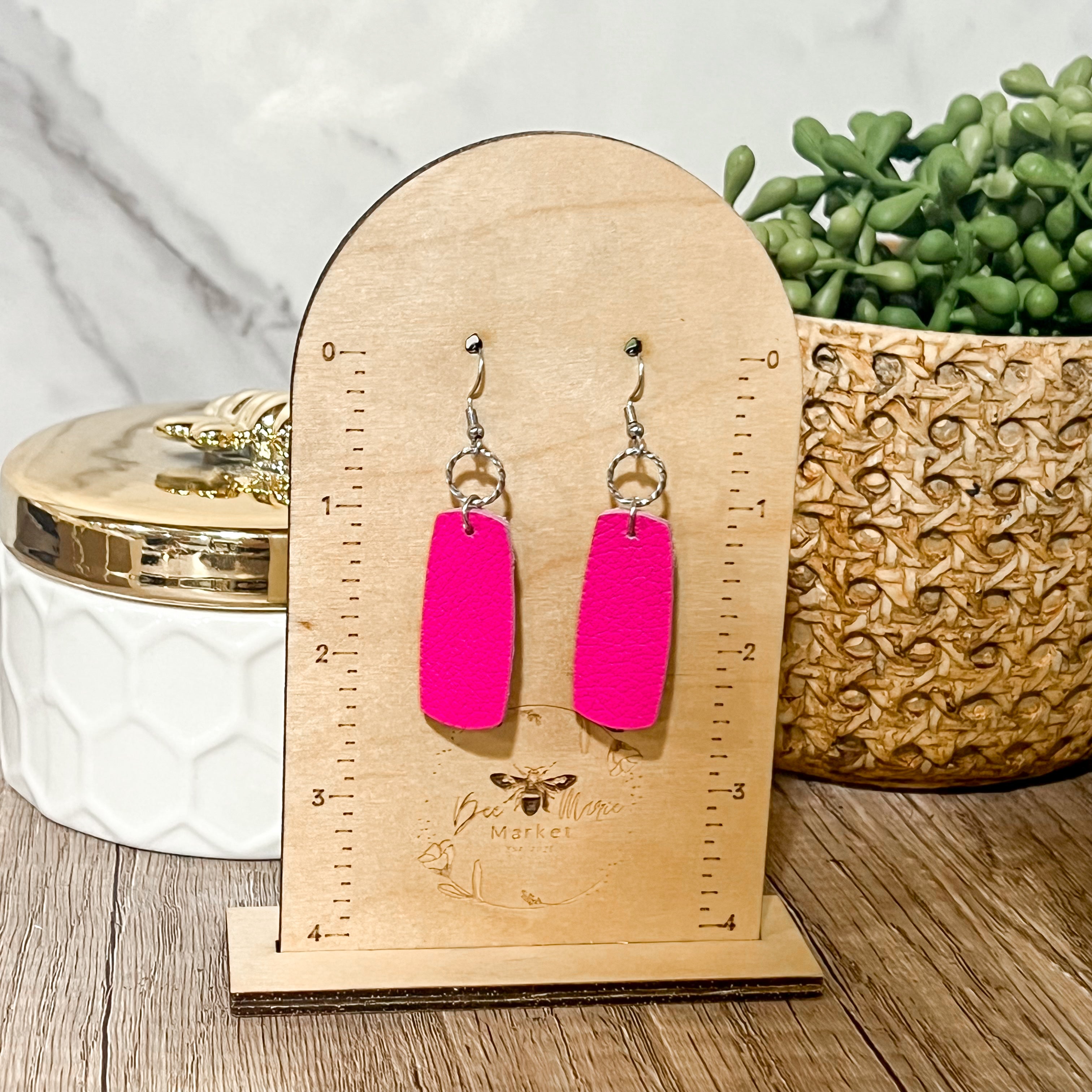 Amanda Hot Pink Bar Earrings