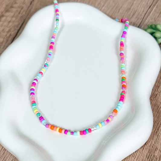 Rainbow Sprinkles Seed Bead Necklace