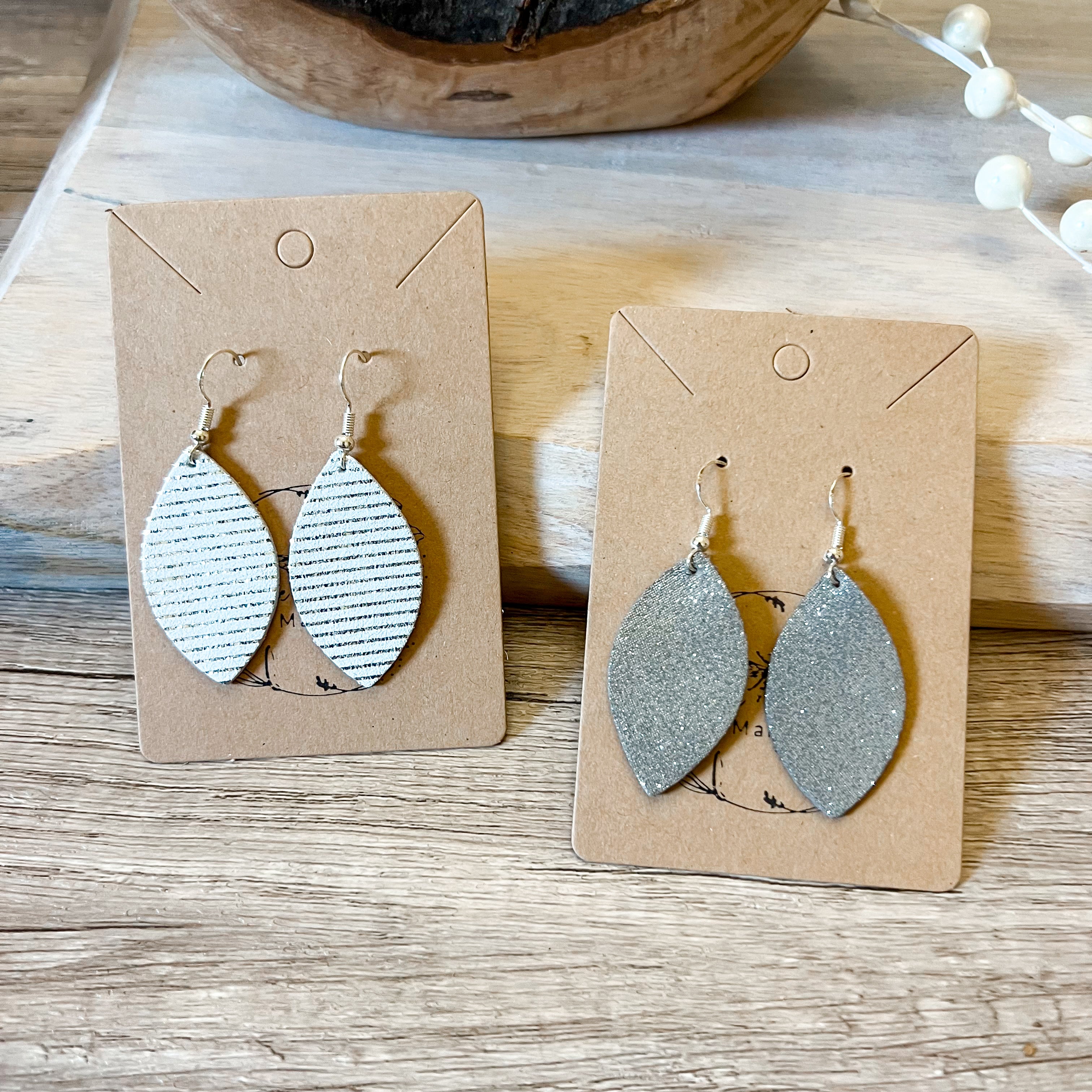 Silver Carol Leather Earrings