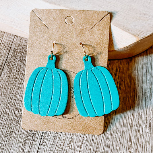 Turquoise Embossed Pumpkin Earrings