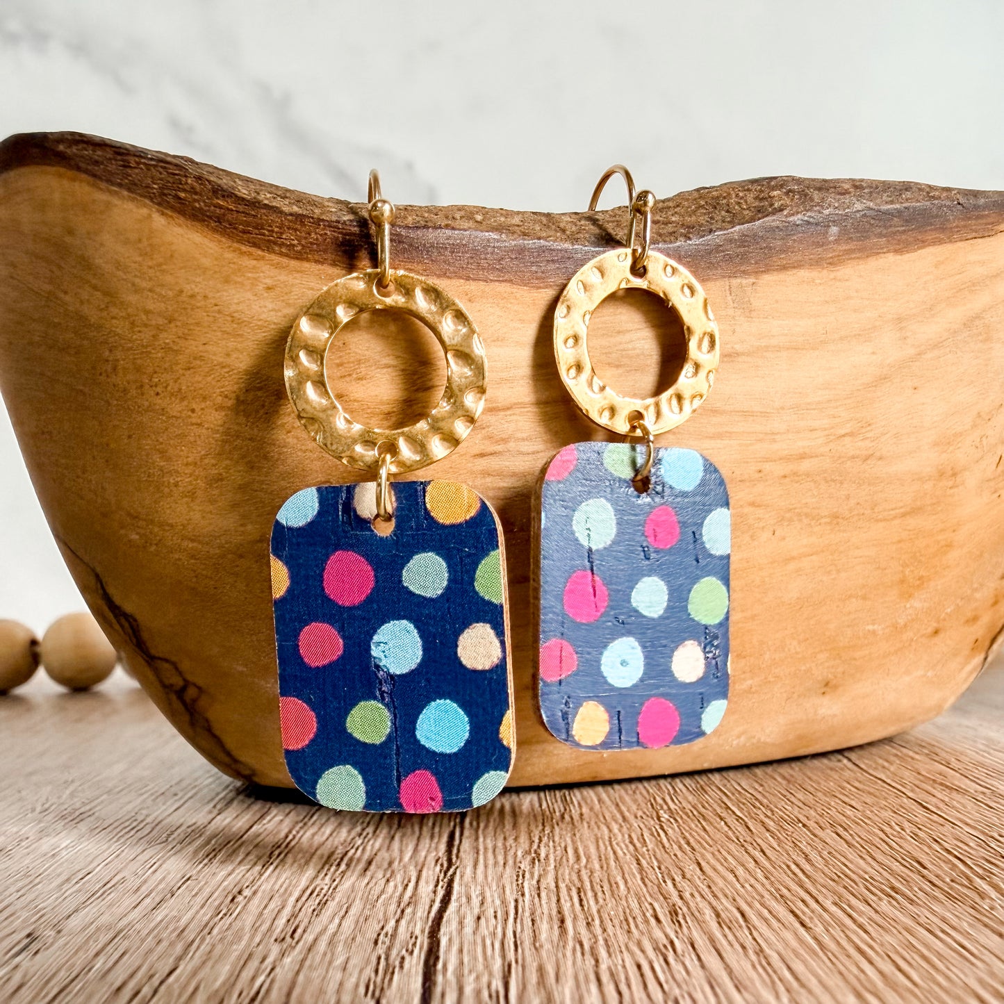 Confetti Dot Leather Drop Earrings