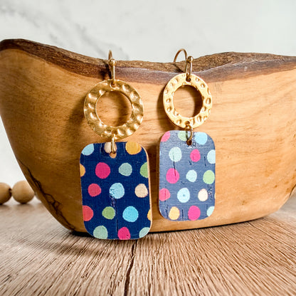 Confetti Dot Leather Drop Earrings