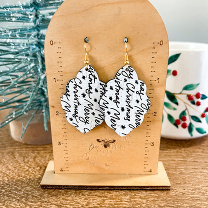 Merry Christmas Script Ruffle Earrings