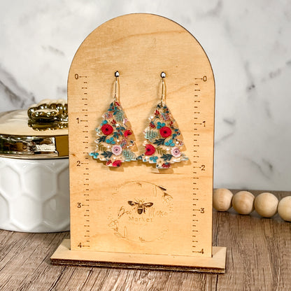 Floral Christmas Tree Acrylic Earrings