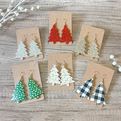 Cristina Genuine Leather Christmas Tree Earrings