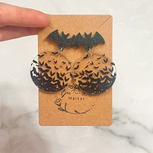 Glitter & Acrylic Bat Earrings