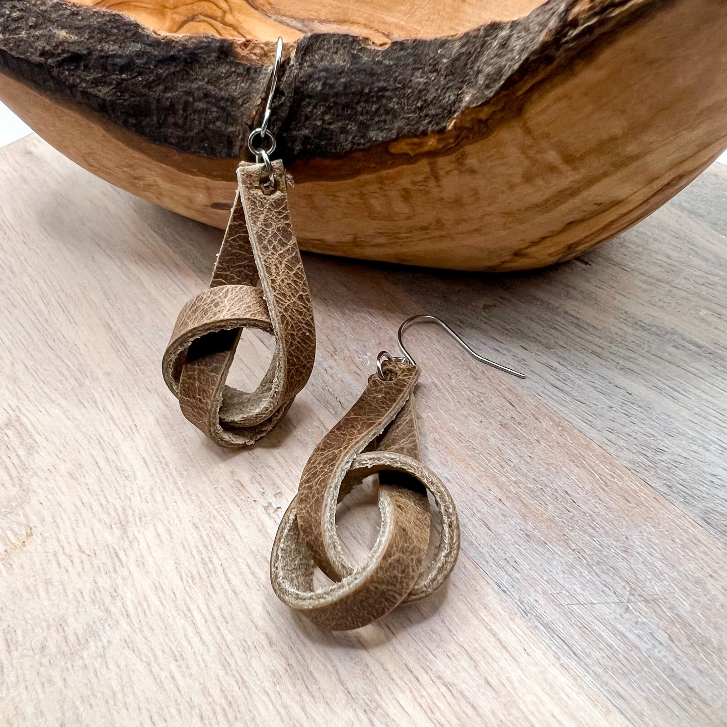 Karly Knot Leather Hoop Earrings